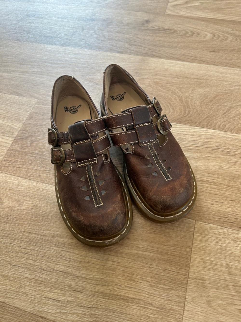 Dr. Martens Brown Leather Double-Buckle Mary Jane Shoes